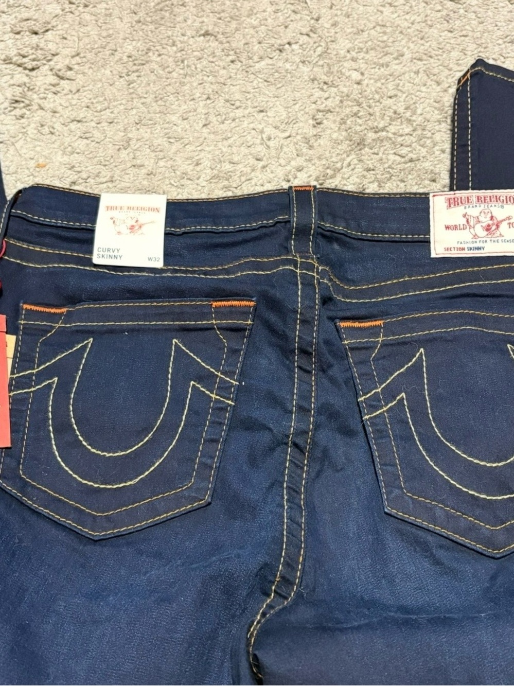 True Religion Women's Skinny Jeans - Dark Blue with Contrast Stitching